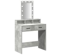 Coiffeuse - Grise en béton - 79x41x140 cm - 2 tiroirs - Éclairage LED intégré