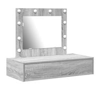 vidaXL Table de Toilette Gris 83 x 40 x 70 cm Bois d'ingénierie, Solutions de Rangement, Coiffeuse Moderne, Meuble Robuste avec Miroir, déco intérieure, Espace beauté Chic.