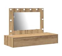 Table De Maquillage Murale Vidaxl Avec Éclairage Led En Chêne Artisan