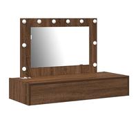 vidaXL Table de Maquillage Murale avec lumières LED Chêne Brun