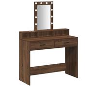 Table De Maquillage Vidaxl Avec Lumières Led - Chêne Brun - 100x41x140 Cm Brun