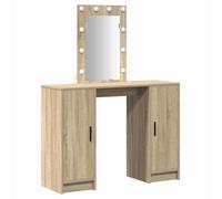 Coiffeuse - Chêne Sonoma - Miroir LED - 2 Rangements - Style Contemporain