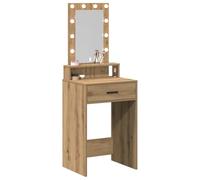 vidaXL Coiffeuse moderne 50x41x140 cm Marron Bois d'ingénierie Miroir avec LED Tiroirs spacieux