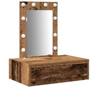 Table de Maquillage Murale avec Lumières LED Bois Ancien