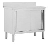 vidaXL Table de travail 100x50x(95-97)cm Inox avec portes coulissantes Multicolore