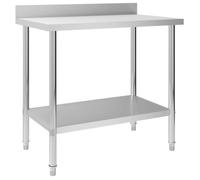 vidaXL Table de travail de cuisine avec dosseret 51189 Inox 100x60x93 cm pieds réglables