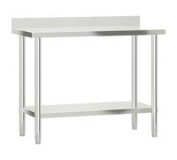 vidaXL Table de travail de cuisine avec dosseret et rangement – Acier inoxydable
