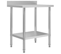 vidaXL Table de travail de cuisine avec dosseret Inox 80x60x93 cm 51187