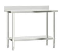 vidaXL Table de travail de cuisine avec dosseret 110x55x93 cm acier inoxydable, pieds, rangement