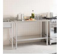 vidaXL Table de Travail de Cuisine avec Dosseret Table de Travail de Restaurant Bar Ecole Garage Espaces Commerciaux 51191