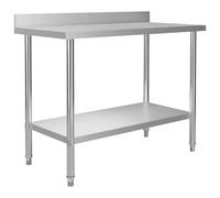 vidaXL Table de travail de cuisine avec dosseret 120x60x93 cm Acier inoxydable