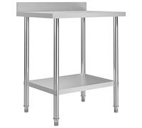 vidaXL Table de Travail de Cuisine avec Dosseret Table de Travail de Restaurant Gastronomique Bar Buanderie Hôpital 80x60x93 cm Acier Inoxydable