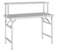 vidaXL Table de Travail de Cuisine avec étagère 120x60x115 cm INOX, Table de Cuisine, Table de Travail de Cuisine, Table de Travail de gastronomie