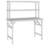vidaXL Table de Travail de Cuisine avec étagère 120x60x145 cm INOX, Table de Cuisine, Table de Travail de Cuisine, Table de Travail de gastronomie