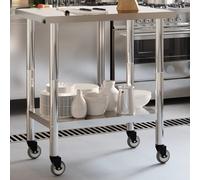 Table de travail de cuisine avec roues 82,5x55x85 cm inox inox G