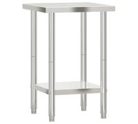 vidaXL Table de Travail de Cuisine, Plan de Travail avec Pieds, Table de Préparation avec Rangement Bar Restaurant, Acier Inoxydable