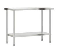 vidaXL Table de Travail de Cuisine, Plan de Travail avec Pieds, Table de Préparation avec Rangement Bar Restaurant, Acier Inoxydable