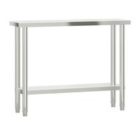 vidaXL Table de Travail de Cuisine, Plateau de Travail avec Pieds, Table de Préparation avec Rangement Bar Restaurant, Acier Inoxydable