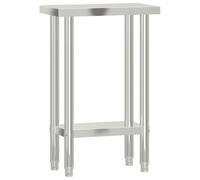 vidaXL Table de Travail de Cuisine, Table de Préparation avec Pieds Réglables, Meuble de Rangement avec Étagère Intérieur, Acier Inoxydable