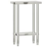 vidaXL Table de Travail de Cuisine, Table de Préparation avec Pieds Réglables, Meuble de Rangement avec Étagère Intérieur, Acier Inoxydable