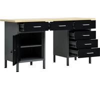 vidaXL Table de travail noire 160 x 60 x 85 cm acier