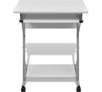 vidaXL Table d'ordinateur Chariot d'ordinateur PC Table de bureau Ordinateur portable sur roulettes blanc