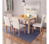 vidaXL Table et chaises 7 pcs Cuir synthétique Chêne Couleur crème