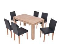 vidaXL Table et chaises 7 pcs Cuir synthétique Chêne Noir