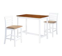 vidaXL Table Chaises Bar 3 pcs Bois Massif Marron Blanc Bistrot Salle à Manger 275233