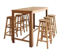 vidaXL Table et tabourets de bar 7 pcs Bois d'acacia massif