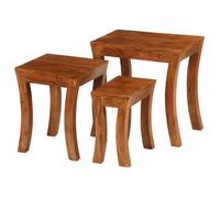 Table Gigogne 3pcs Bois Massif d'Acacia Marron Ensemble de Table Basse vidaXL