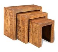 vidaXL Table gigogne 3 pcs Bois massif de manguier Naturel bois de manguier G