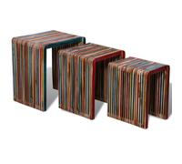 vidaXL Table gigogne 3 pcs Teck recyclé coloré