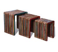 vidaXL Table Gigogne 3 pcs Teck Recyclé Table d'Appoint Table Basse Salon