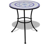 vidaXL Table mosaïque 60 cm Bleu/Blanc Table d'appoint Sellette Support Plantes
