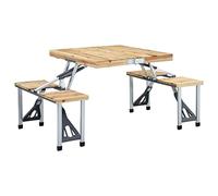 vidaXL Table pliante de camping avec 4 sièges – Acier et aluminium