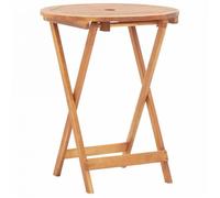 vidaXL Table pliante de jardin 60x75 cm en bois d'acacia massif - trou pour parasol