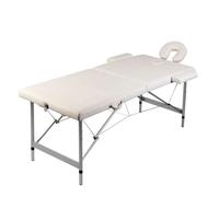 vidaXL Table pliable de massage Blanc crème 2 zones cadre en aluminium