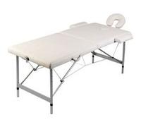 vidaXL Table pliable de massage Blanc crème 2 zones cadre en aluminium Blanc G