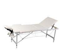 vidaXL Table pliable de massage Blanc crème 3 zones cadre en aluminium