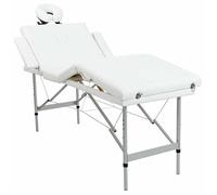 vidaXL Table pliable de massage Blanc crème 4 zones au cadre aluminium