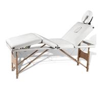 vidaXL Table pliable de massage Blanc crème 4 zones avec cadre en bois