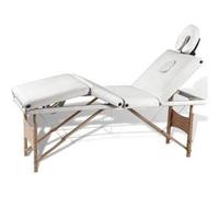vidaXL Table pliable de massage Blanc crème 4 zones avec cadre en bois Blanc G