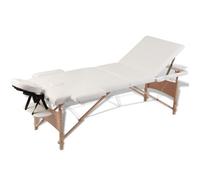 vidaXL Table pliable de massage Crème 3 zones avec cadre en bois