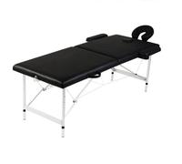 vidaXL Table pliable de massage Noir 2 zones avec cadre en aluminium