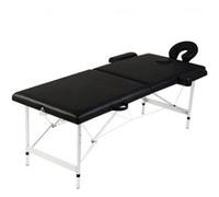 vidaXL Table pliable de massage Noir 2 zones avec cadre en aluminium Noir G