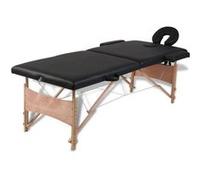 vidaXL Table pliable de massage Noir 2 zones avec cadre en bois Noir G