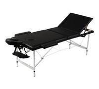 vidaXL Table pliable de massage Noir 3 zones avec cadre en aluminium Noir G