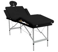 Table pliable de massage Noir 4 zones avec cadre en aluminium
