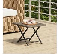 Table pliable gris 45x35x32 cm résine tressée